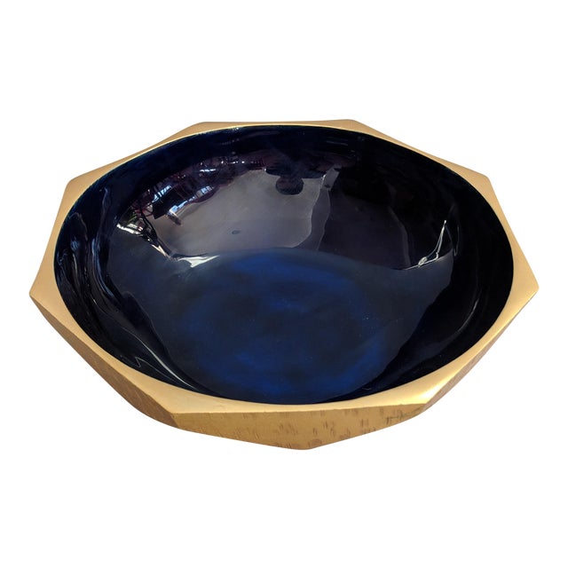 Geometric Gold And Navy Decorative Bowl Chairish