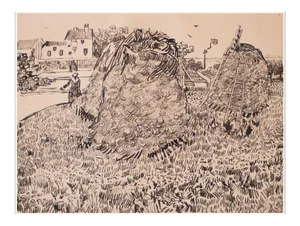 Rare 1959 Vincent Van Gogh "Haystacks in Provence. Arles 1888.", First Edition Cottage Lithograph