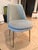 Set of 6 West Elm Finley Low-Back Dining Chairs featuring gray upholstered seats and backs with Champagne Bronze metal...