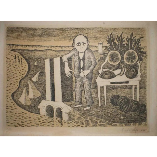 Original lithograph hand signed, dated and numbered by the artist. Embossed stamp on lower right margin. Very good...