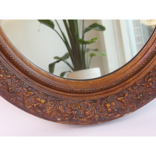 French Oval Gilt Ornate Large Wall Mirror with with Floral Design For Sale - Image 4 of 10
