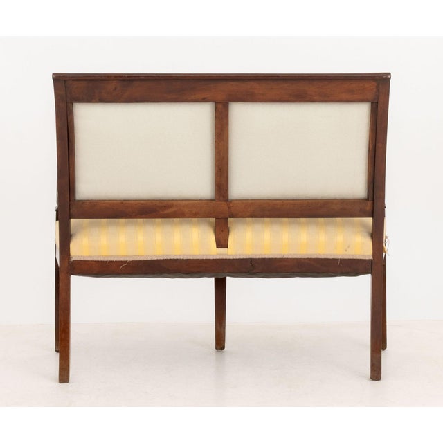Wood Louis Philippe Style Upholstered Mahogany Settee For Sale - Image 7 of 7