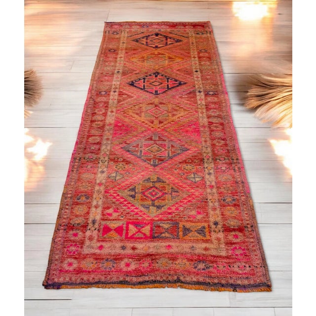 Hollywood Regency Vintage Turkish Hand-Knotted Short Runner Rug - 2′11″ × 7′9″ For Sale - Image 3 of 12