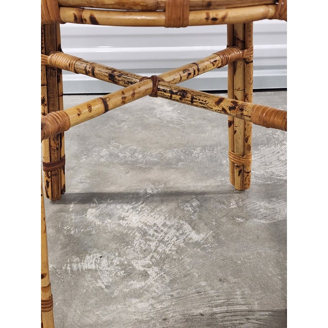 Wood Vintage Bamboo & Rattan Boho Chic Style Side Table For Sale - Image 7 of 11