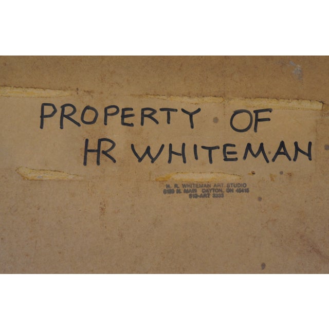 Mid 20th Century Monumental Bohemian Tiki Pastel Painting Tropical Nude Mid-Century Modern Faux Bamboo Frame 66" For Sale - Image 11 of 12