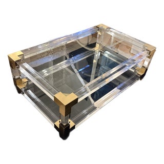 Jonathan Adler Jacques Grand Cocktail Table – Acrylic & Brass For Sale