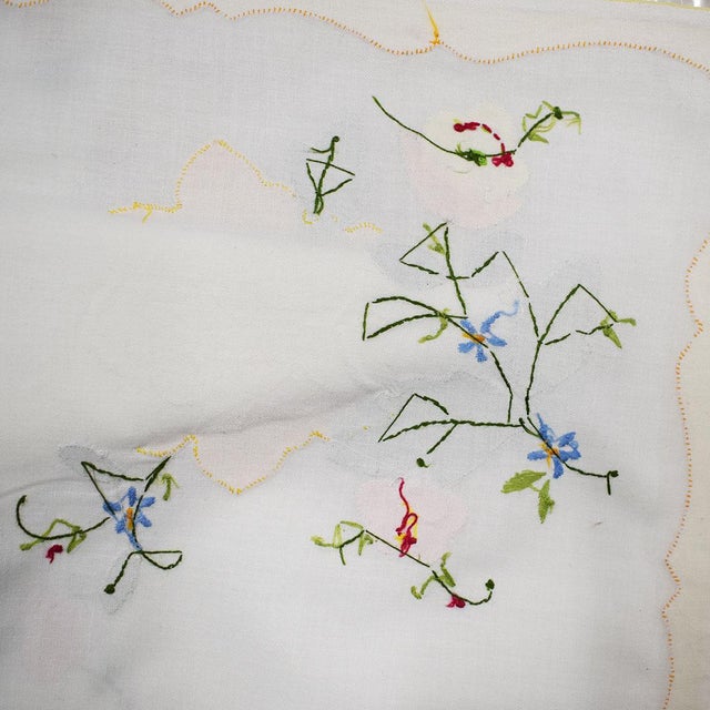 Mid 20th Century Yellow Floral Fabric Placemats and Napkins - Set of 5 Napkins 6 Placemats For Sale - Image 5 of 6