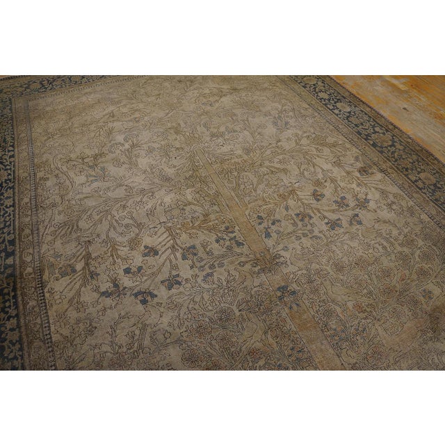 Textile Beautiful Gray Background Color With a Foliate Pattern Antique Persian Mohtasham Kashan Rug For Sale - Image 7 of 12