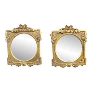 Pair of Italian Gilt Floral Wall Mirrors For Sale