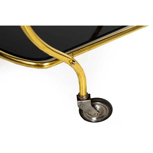 Hollywood Regency Brass Serving Trolley Cocktail Table For Sale - Image 10 of 17