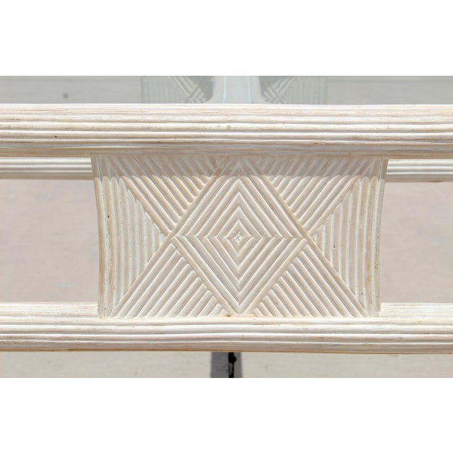 Vintage 1980s Coastal Pencil Reed Rattan & Glass Coffee Table For Sale - Image 11 of 16
