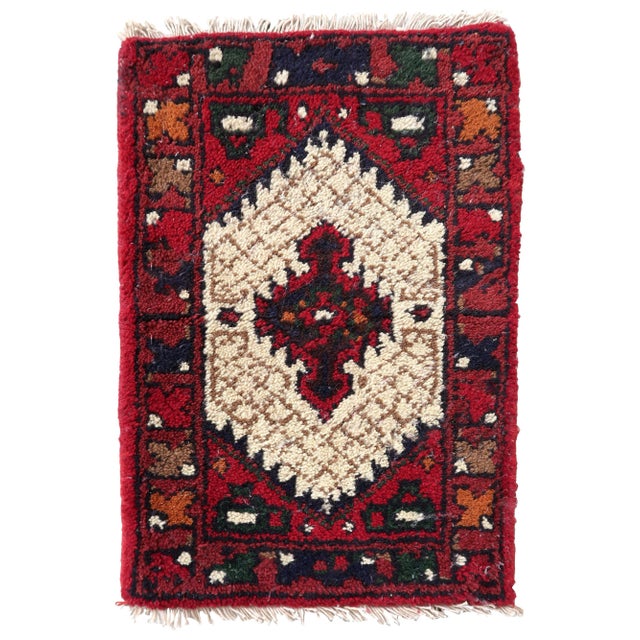 1970s Vintage Persian Handmade Hamadan Mat For Sale - Image 9 of 9