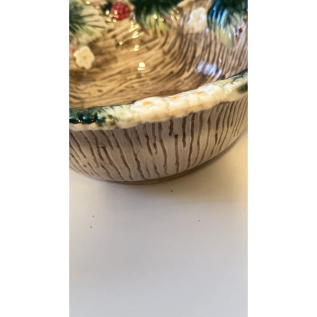 1990s Vintage Fitz and Floyd Raspberry Woodland Pattern Serving Bowl For Sale - Image 5 of 10