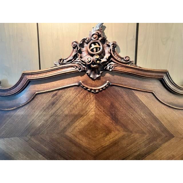 Rococo 19th C. Rococo Revival French Walnut Queen Bed – Bookmatched Veneer For Sale - Image 3 of 14