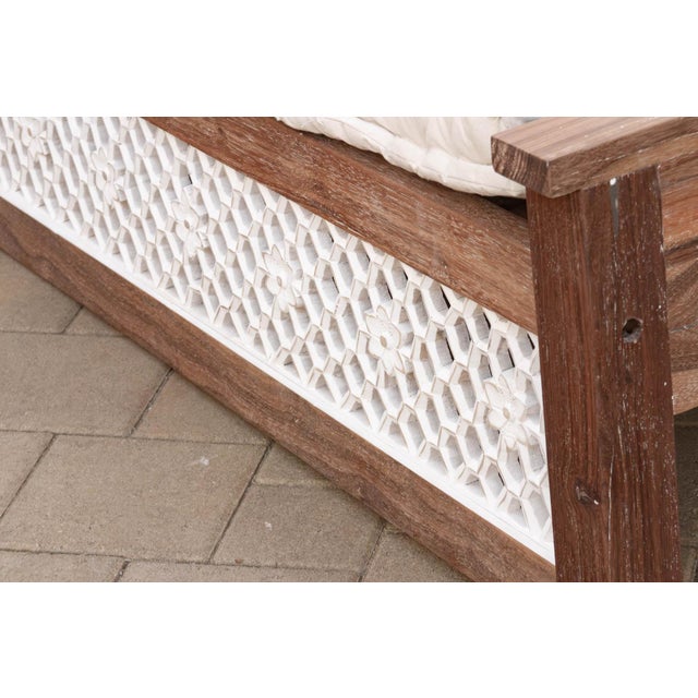108" Long Reclaimed Teak Jali Daybed Sofa For Sale - Image 9 of 12