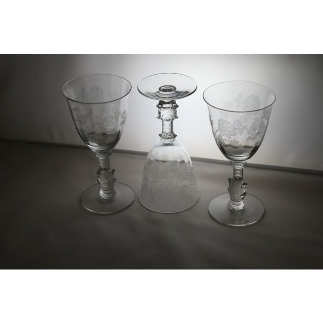 Mid Century Heisey Crystal Glass Etched Rose Pattern StemwareSet of 3 Chairish