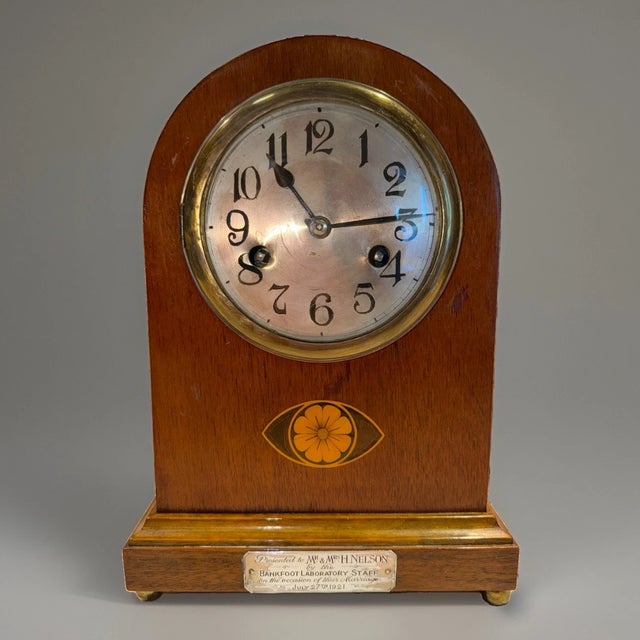 Metal Antique English/German Beehive Style Mantel Clock For Sale - Image 7 of 10