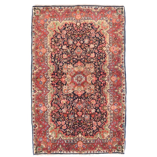 Vintage Sarouk (One of Pair) Rug 4'5'' X 7'2'' For Sale