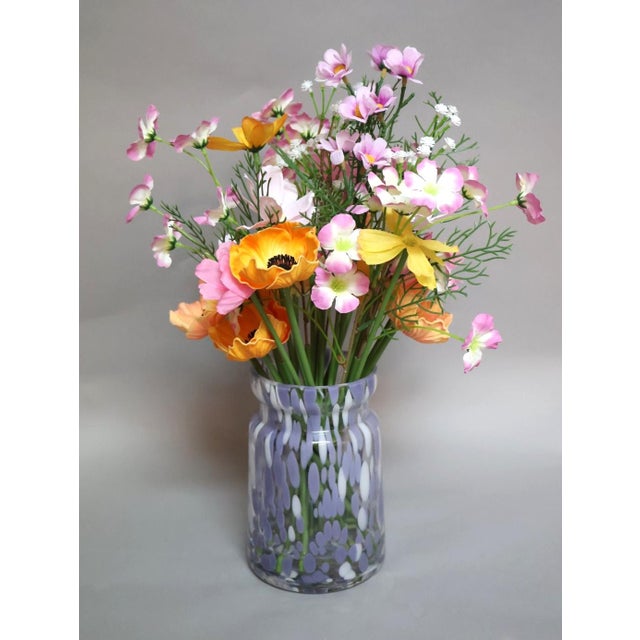 Contemporary Laura Ashley Permanent Botanical Arrangement in Lavender Glass Vase For Sale - Image 3 of 8