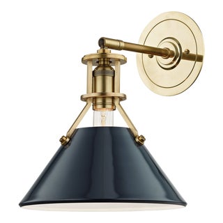Mark D. Sikes 1 Light Painted No. 2 Wall Sconce, Aged Brass & Darkest Blue For Sale