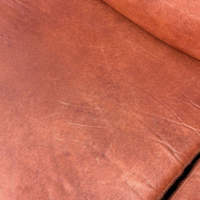 Animal Skin Chateau D’Ax Italian Leather Sofa With Nailhead Trim For Sale - Image 7 of 8