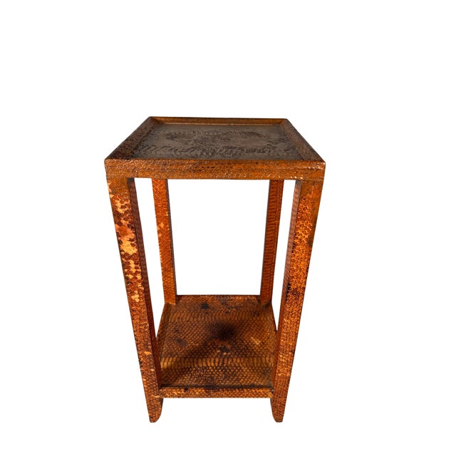 1970s Snakeskin Two-Tier Side Table, Attributed to Karl Springer For Sale - Image 9 of 10