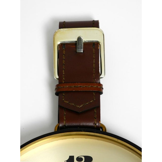 Junghans Brass Wall Clock with Leather Strap, 1960s For Sale - Image 10 of 18