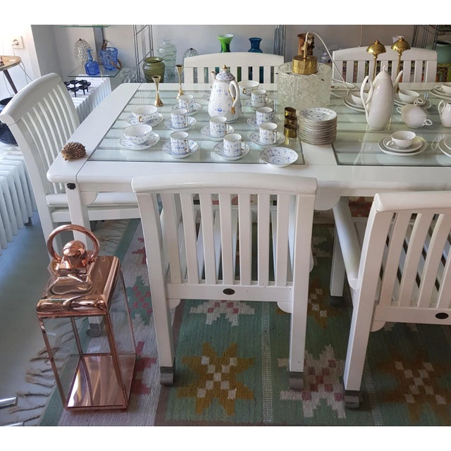 1970s Swedish Wooden Eden Collection Dining Group by Kerstin Hörlin-Holmquist, 1970s, Set of 7 For Sale - Image 5 of 6