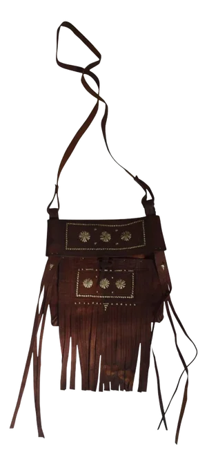 Moroccan Leather African Tuareg Crossbody Bag with Fringes 1970