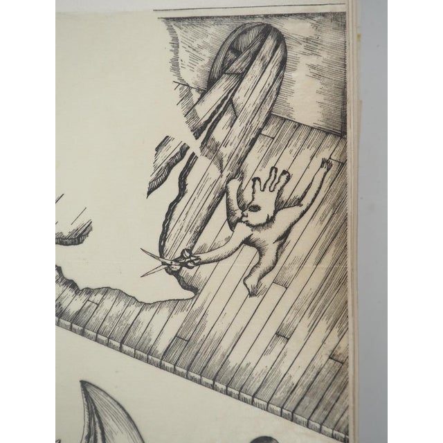 Modern Jean-Claude Silbermann, Sneaky Signs, The Surrealist Boat, Original Signed Drawing For Sale - Image 3 of 5