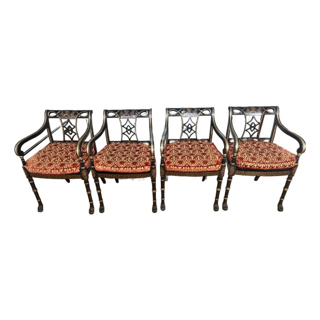 Set of 4 Late 1960s Interior Crafts Inc. Regency Style Armchairs For Sale