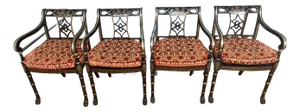 Set of 4 Late 1960s Interior Crafts Inc. Regency Style Armchairs