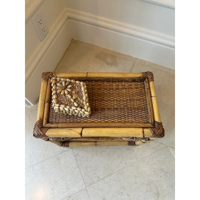 Vintage French Rattan and Cane Small Table For Sale - Image 13 of 16