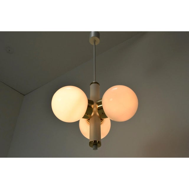 Made in Czechoslovakia Made of Metal,Brass,Glass with aged patina 3x60W,E27 or E26bulb Re-polished Fully Functional US...