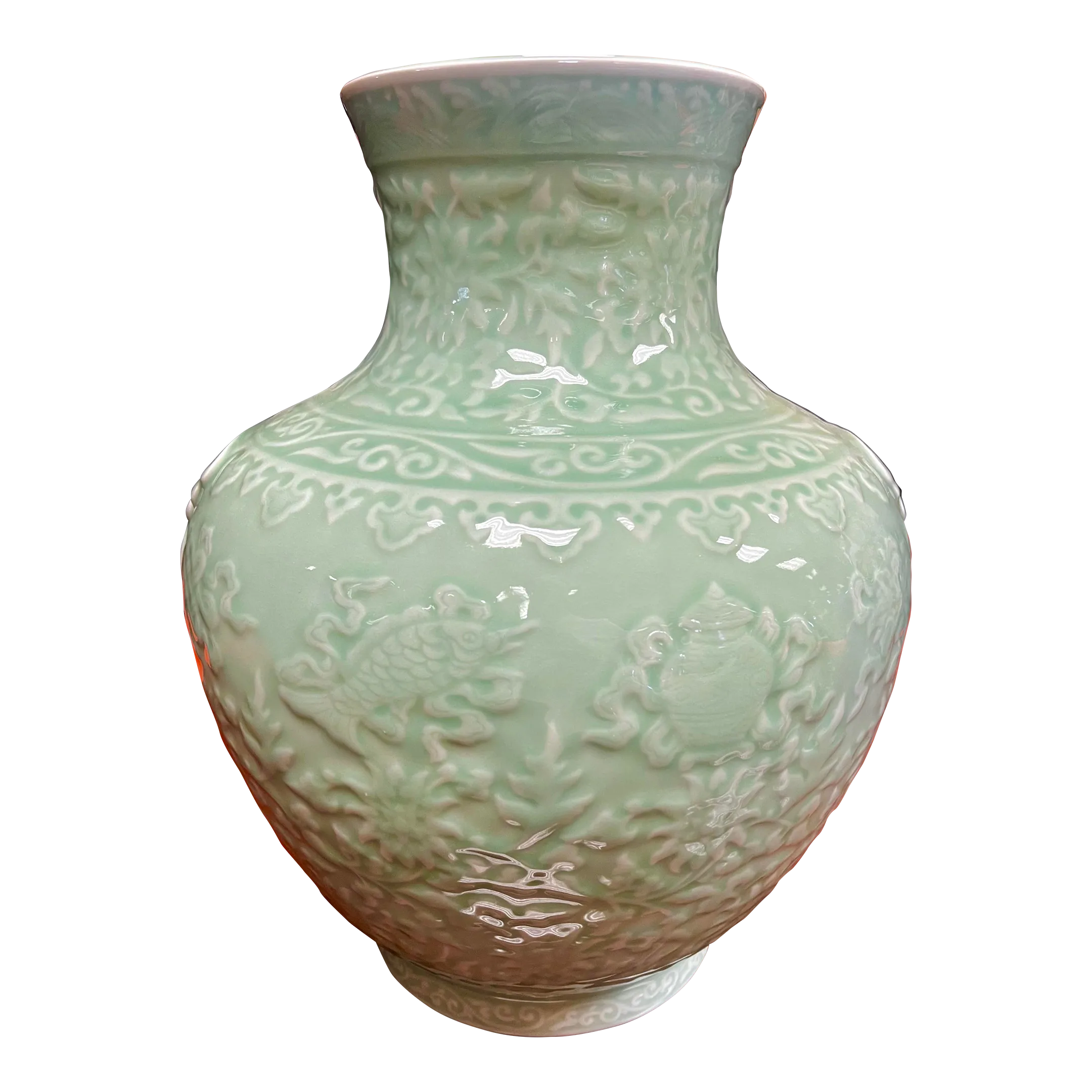 Chinese Asian Celadon Vase | Chairish