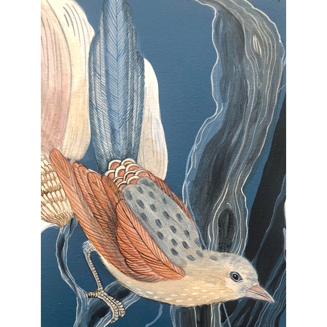 2020s "Look No Feather" Contemporary Chinoiserie Bird Acrylic Painting by Allison Cosmos For Sale - Image 5 of 7