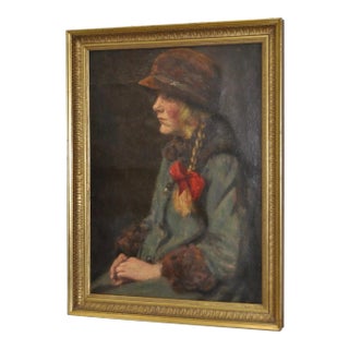 Carl Stilling (Denmark, 1874-1938) "Dutch Girl" Oil on Canvas C.1924 For Sale