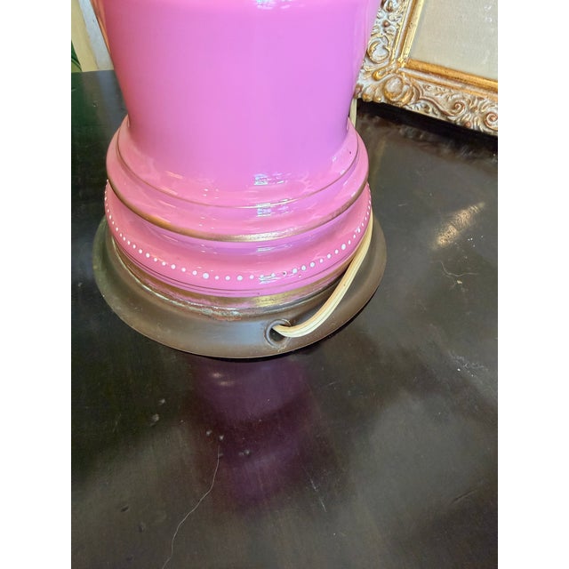 Victorian Antique Mary Gregory Pink Opaline Lamp For Sale - Image 3 of 16