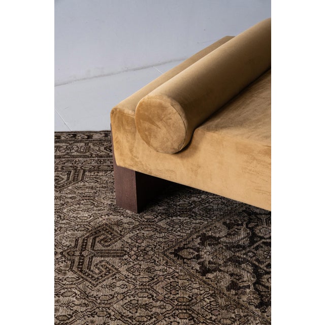 Vintage Malayer area rug c1940 One-of-a-Kind Dimensions: 5'4" x 11'8" Colors: Chocolate, espresso, slate, sand, chartreuse...