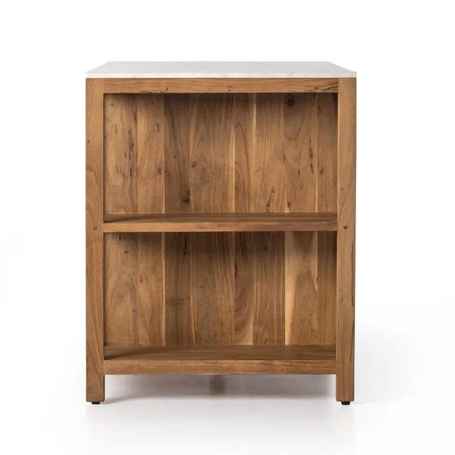 Four Hands Indira Kitchen Island, Smoked Acacia & White Marble For Sale - Image 9 of 13