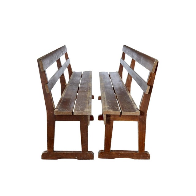 Set of Scandinavian Painted Pine Benches For Sale - Image 6 of 9