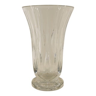 Vintage Crystal Flared Cut-Glass Vase For Sale
