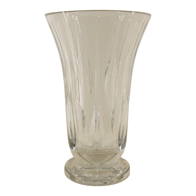 Vintage Crystal Flared Cut-Glass Vase For Sale