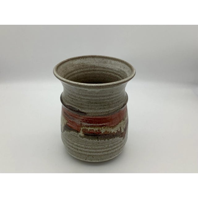 Mid 20th Century Vintage Stoneware Glazed Vase For Sale - Image 9 of 13