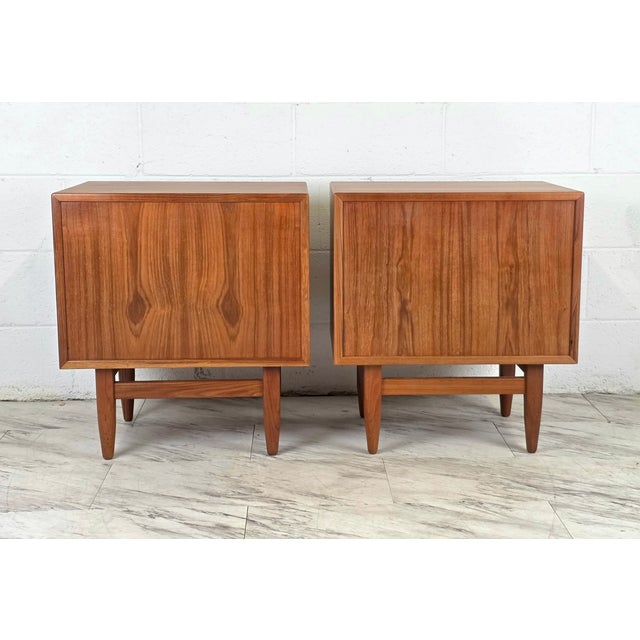 1950s Pair of Teak Tambour Door Nightstands by Sven Madsen for Falster For Sale - Image 9 of 10