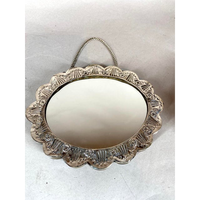 This authentic 19th-century Ottoman wedding mirror is a refined example of traditional Turkish Ottoman silverwork, crafted...