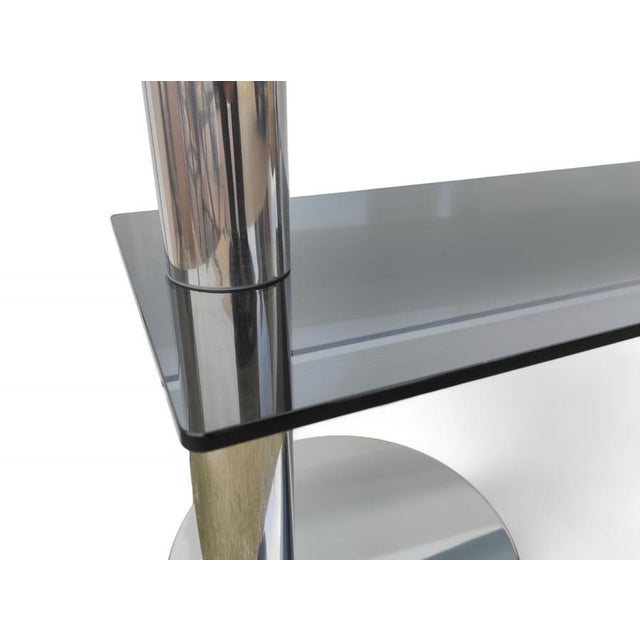 Black Console Table in Smoked Glass and Chromed Steel, 1970s For Sale - Image 8 of 13
