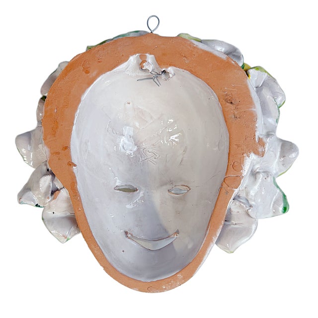 Ceramic Vintage Sicilian Ceramic Lemon & Citrus Wall Mask Sculpture For Sale - Image 7 of 11