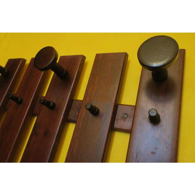 Brown Mid-Century Wall-Mounted Coat and Hat Rack, 1960s For Sale - Image 8 of 10