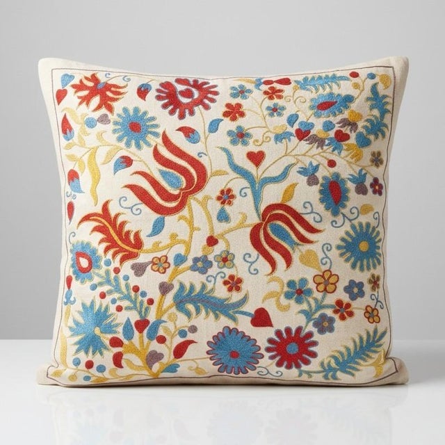 New Hand-Embroidered 100% Silk Cushion Cover – Authentic Uzbek Textile Art Elevate your home décor with this exquisite...